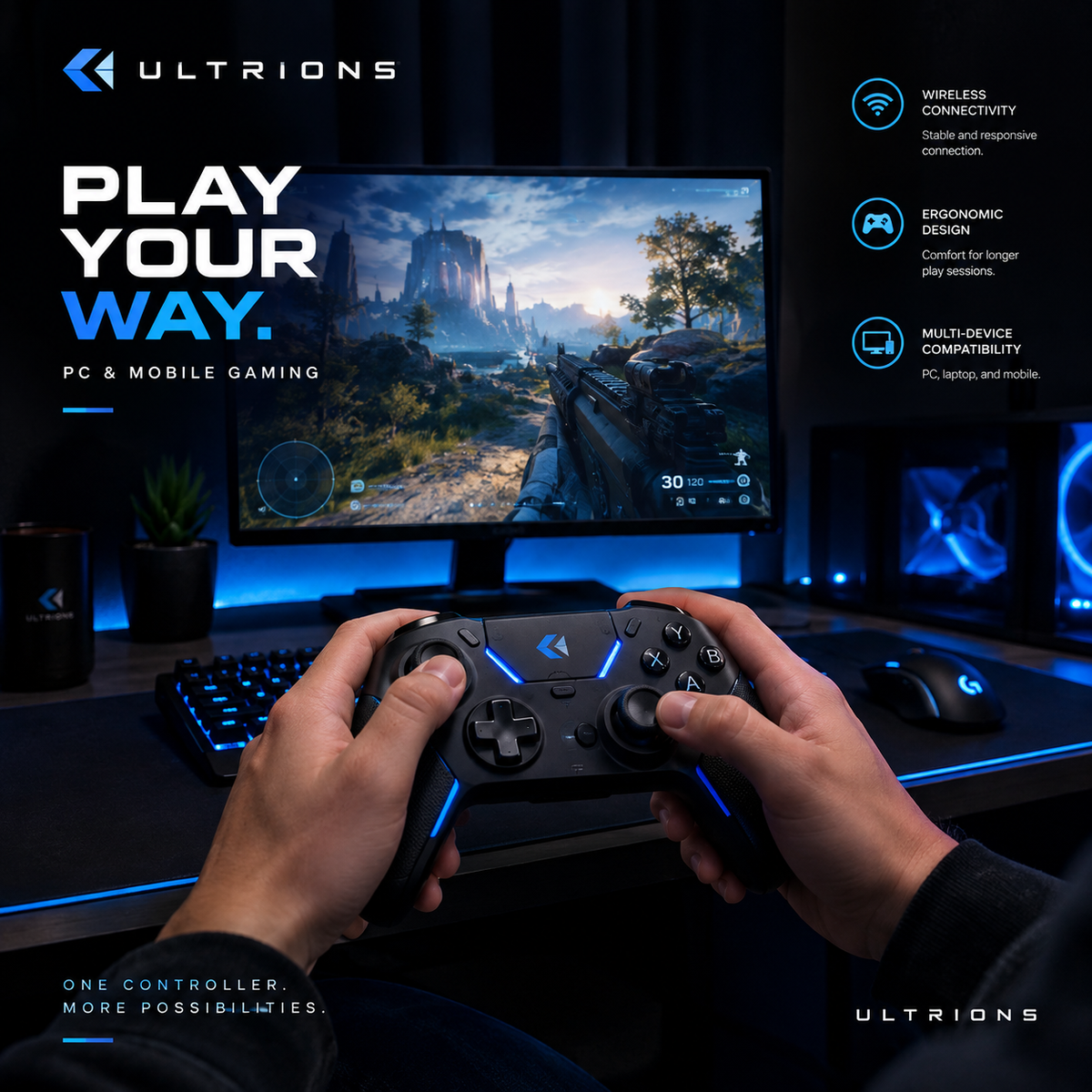 Wireless Gaming Controller for PC & Mobile